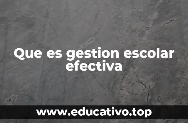 Que es gestion escolar efectiva
