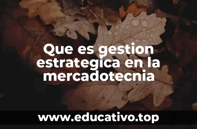 Que es gestion estrategica en la mercadotecnia