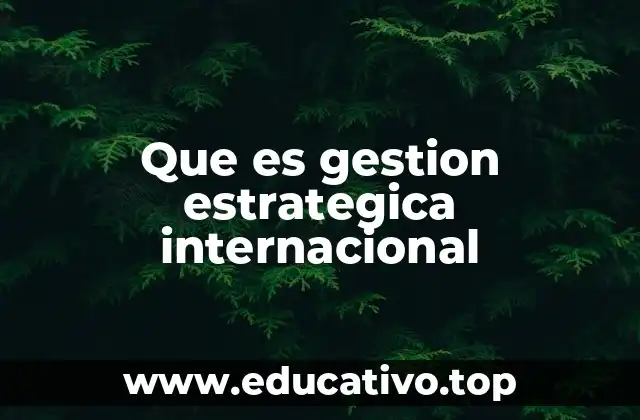 Que es gestion estrategica internacional