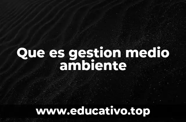 Que es gestion medio ambiente