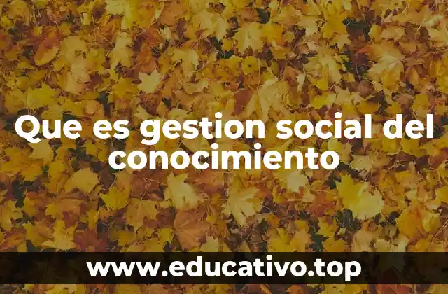 Que es gestion social del conocimiento