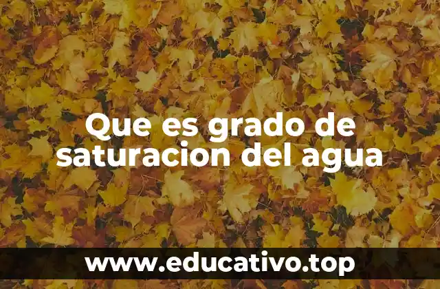 Que es grado de saturacion del agua