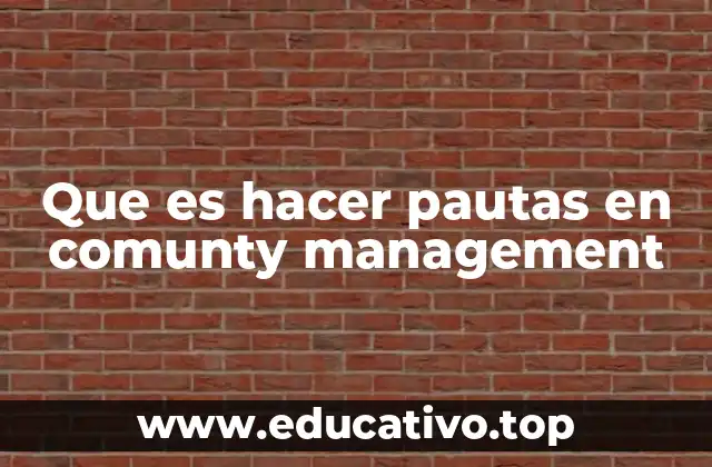 Que es hacer pautas en comunty management
