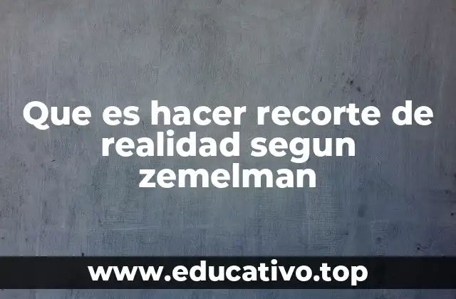 Que es hacer recorte de realidad segun zemelman
