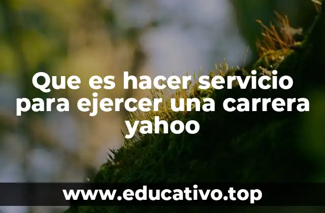 Que es hacer servicio para ejercer una carrera yahoo