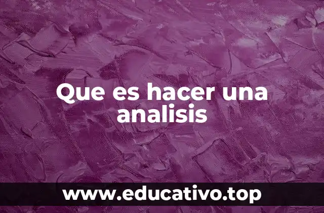 Que es hacer una analisis