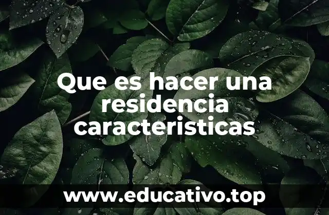 Que es hacer una residencia caracteristicas