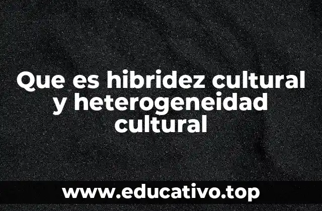 Que es hibridez cultural y heterogeneidad cultural
