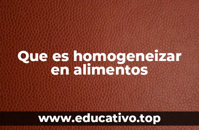 Que es homogeneizar en alimentos