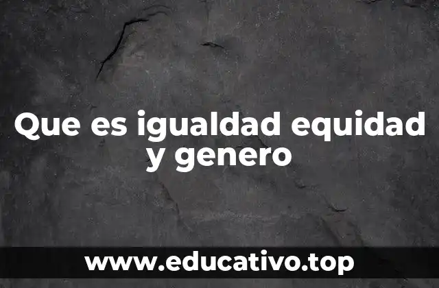 Que es igualdad equidad y genero