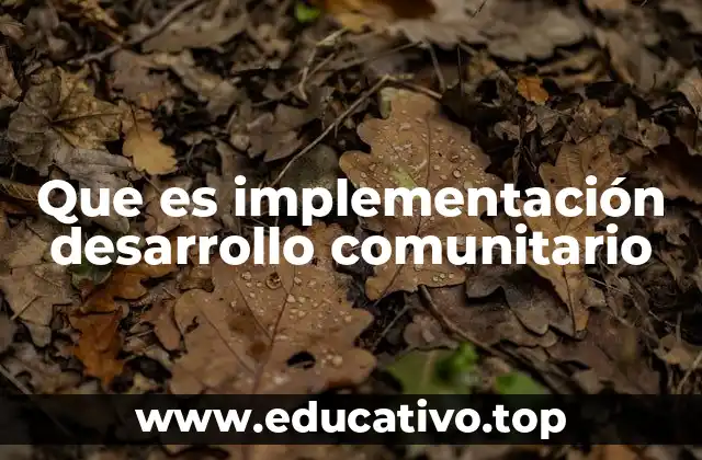 Que es implementación desarrollo comunitario