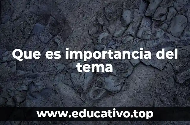 Que es importancia del tema