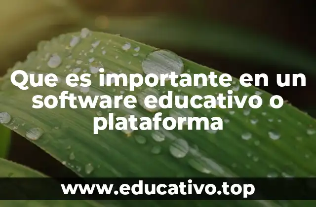 Que es importante en un software educativo o plataforma