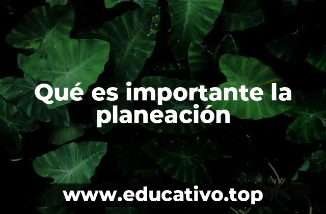Qué es importante la planeación
