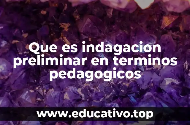 Que es indagacion preliminar en terminos pedagogicos