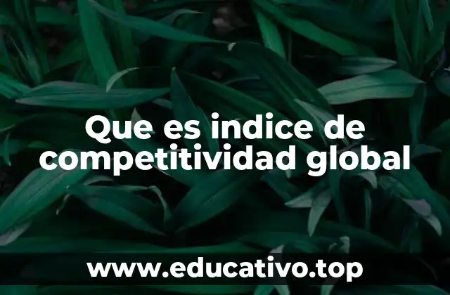 Que es indice de competitividad global