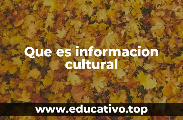 Que es informacion cultural
