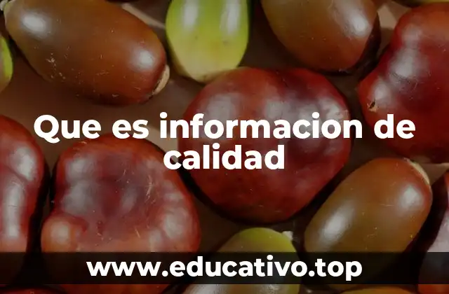 Que es informacion de calidad