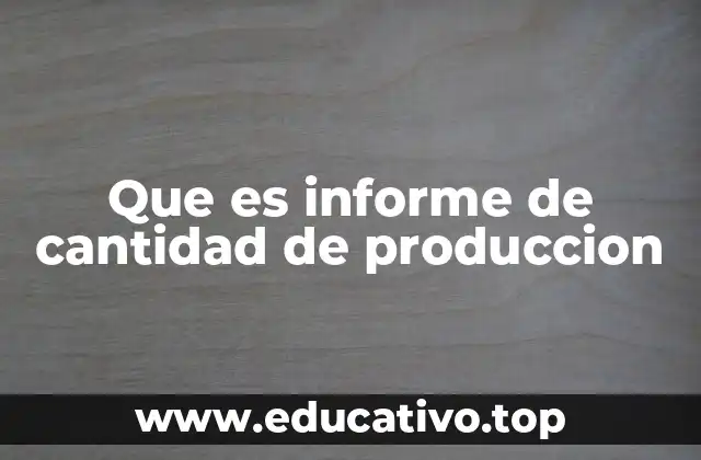 Que es informe de cantidad de produccion