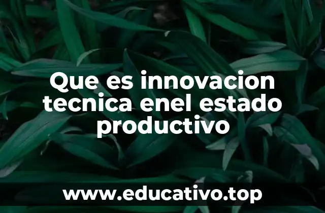 Que es innovacion tecnica enel estado productivo