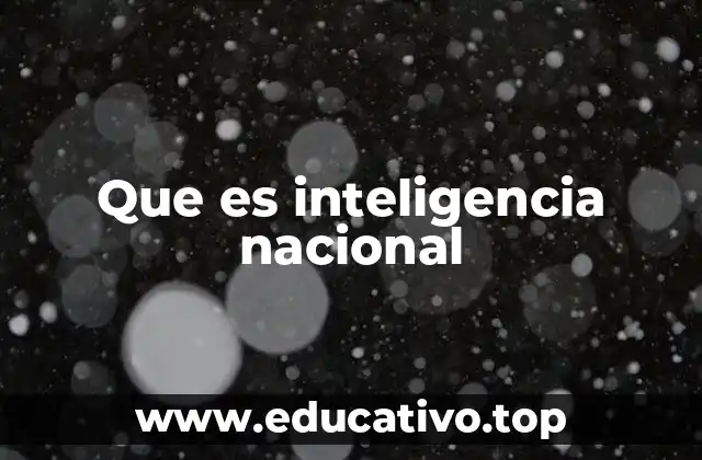 Que es inteligencia nacional