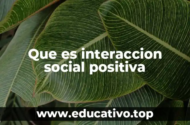 Que es interaccion social positiva