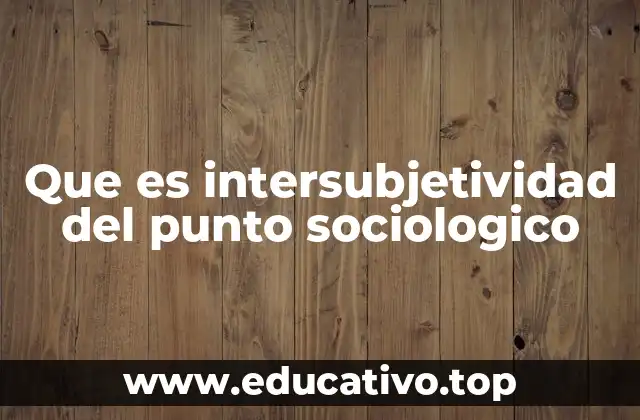 Que es intersubjetividad del punto sociologico