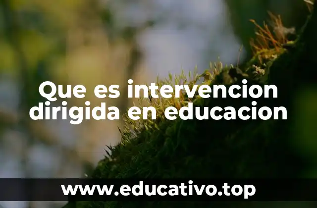 Que es intervencion dirigida en educacion