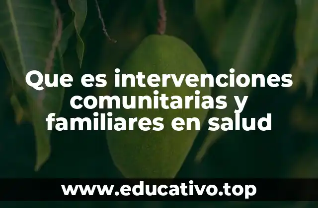 Que es intervenciones comunitarias y familiares en salud