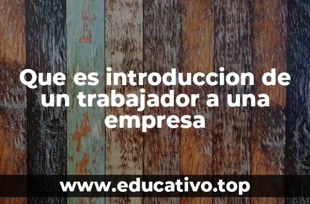 Que es introduccion de un trabajador a una empresa
