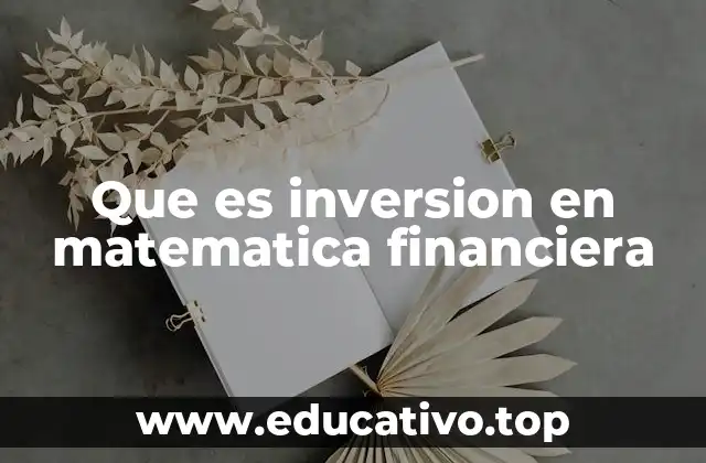 Que es inversion en matematica financiera