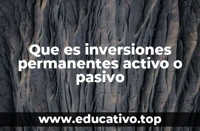 Que es inversiones permanentes activo o pasivo