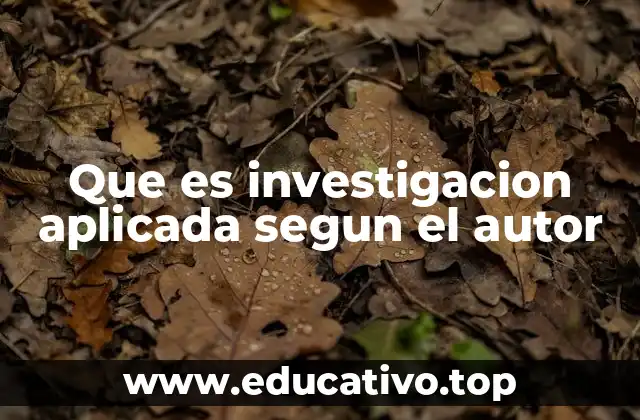 Que es investigacion aplicada segun el autor