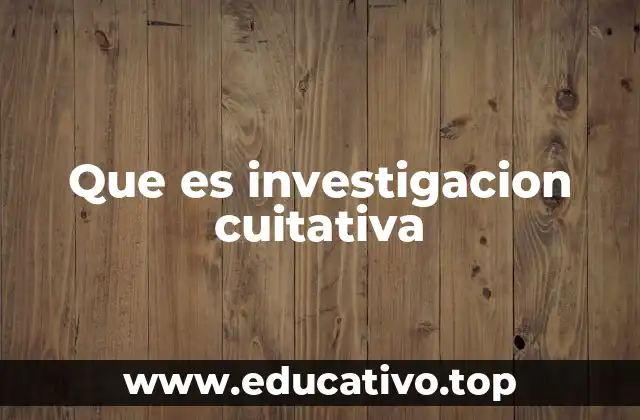 Que es investigacion cuitativa