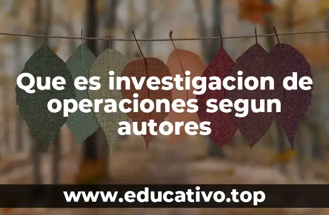 Que es investigacion de operaciones segun autores
