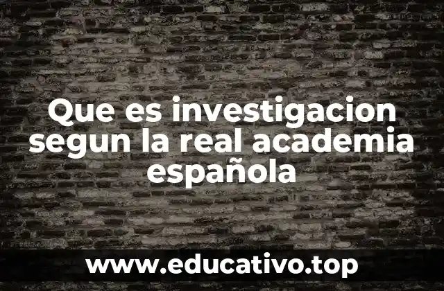 Que es investigacion segun la real academia española