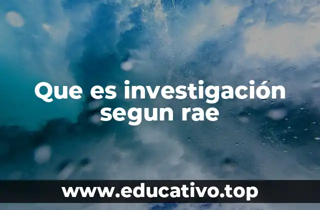 Que es investigación segun rae