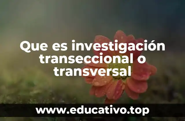 Que es investigación transeccional o transversal