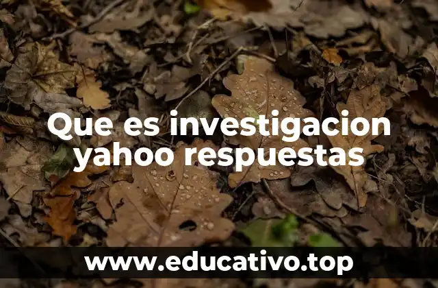 Que es investigacion yahoo respuestas