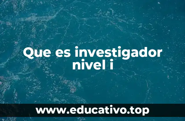 Que es investigador nivel i