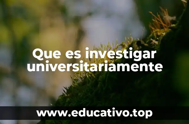 Que es investigar universitariamente