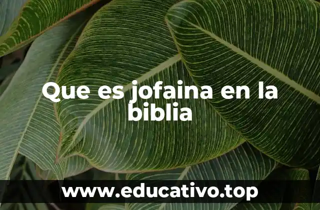 Que es jofaina en la biblia