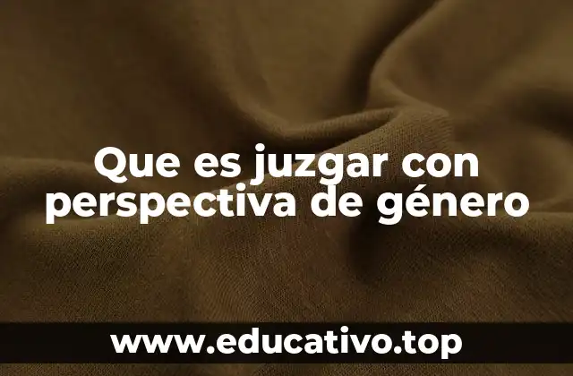 Que es juzgar con perspectiva de género