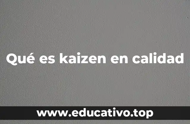 Qué es kaizen en calidad
