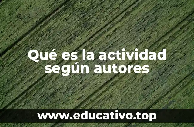 Qué es la actividad según autores