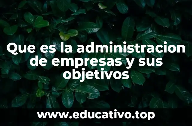 Que es la administracion de empresas y sus objetivos