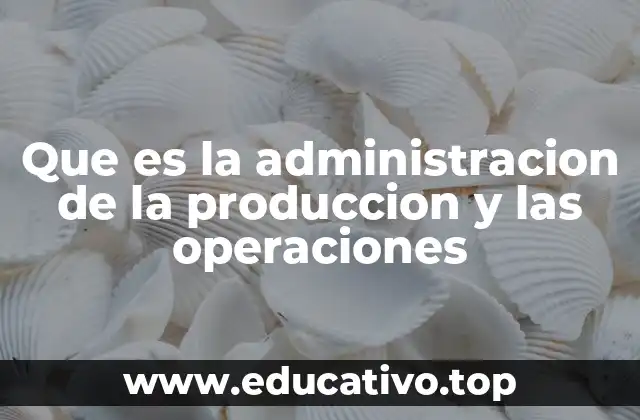 Que es la administracion de la produccion y las operaciones