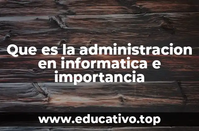 Que es la administracion en informatica e importancia