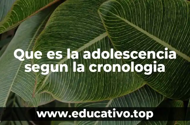Que es la adolescencia segun la cronologia