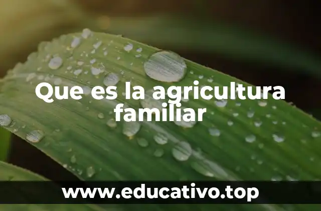 El papel de la agricultura familiar en la economía rural